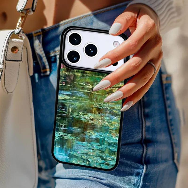 Monet Garden Lotus Phone Case For iPhone 17 Air 14 15 13 12 Max Cover For Apple 16e 11 Pro Max Plus Coque