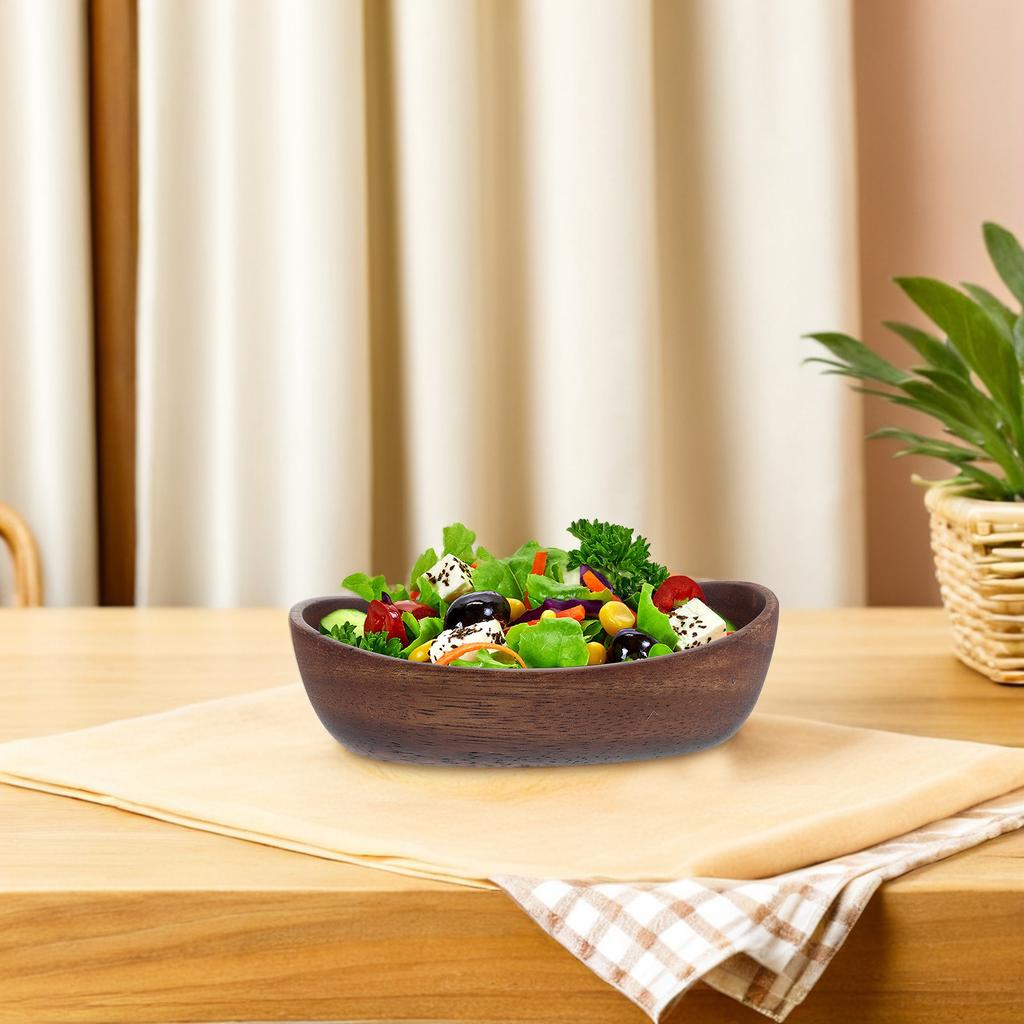 Wooden Boat Serving Plate Rustic Style Approx 5.8 X 3.3 X 1.7 Handmade Wood Fruit Bowl Salad Snack Tray Dessert Coffee Table