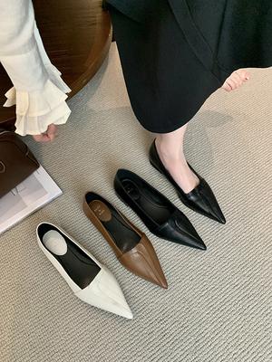 Fashion Summer Shoes Ladies Pointed Toe Low Heels Female Footwear 2025 New Bailamos Woman Flat Comfortable Dress Spring Med Thin Shallow