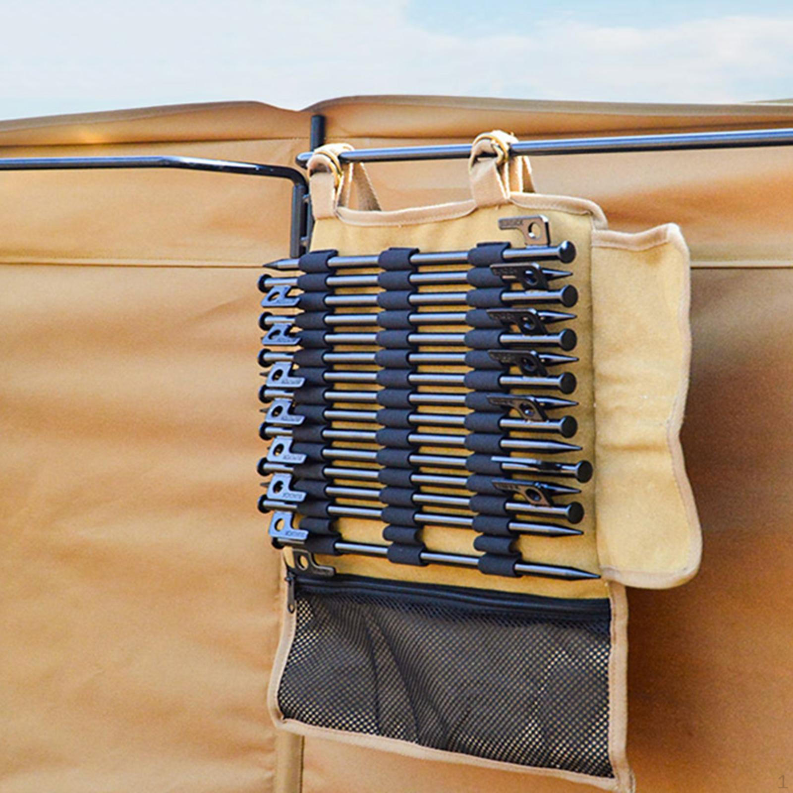 

Cloth Tent Stake Storage Bag Outdoor Portable Camping Case for Pegs Hiking Stakes L Khaki