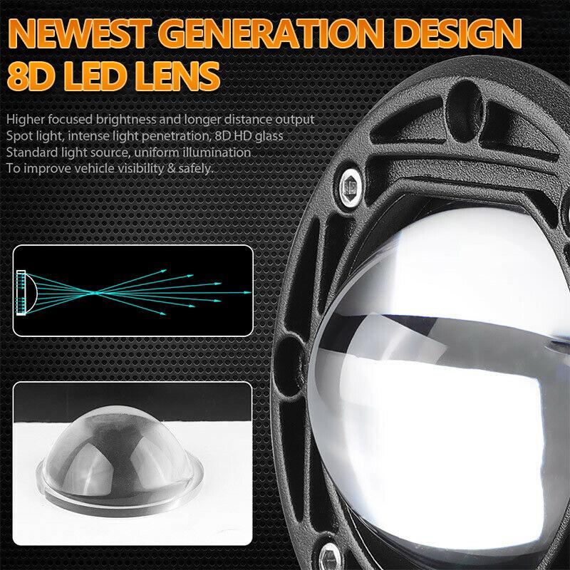 3 Inch 8D Led Lens Work Light 40W Dual Color 3Inch Fog Lamp Driving Beam Square Round For Off Road 4Wd Truck Suv Atv Motorcycle