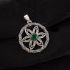 Green Onyx Gemstone 925 Sterling Silver Handcrafted May Birthstone Pendant 1.48" CP-29-19