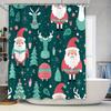 Winter Christmas Shower Curtain Decorations Santa Claus Reindeer Design 180Cm Long Waterproof Fabric Bathroom C