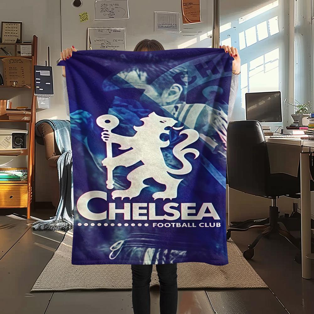 Chelsea FC Football Print FlAannel Blanket, High Quality Comfortable for All Seasons, Home Decor, Warmth and Comfort