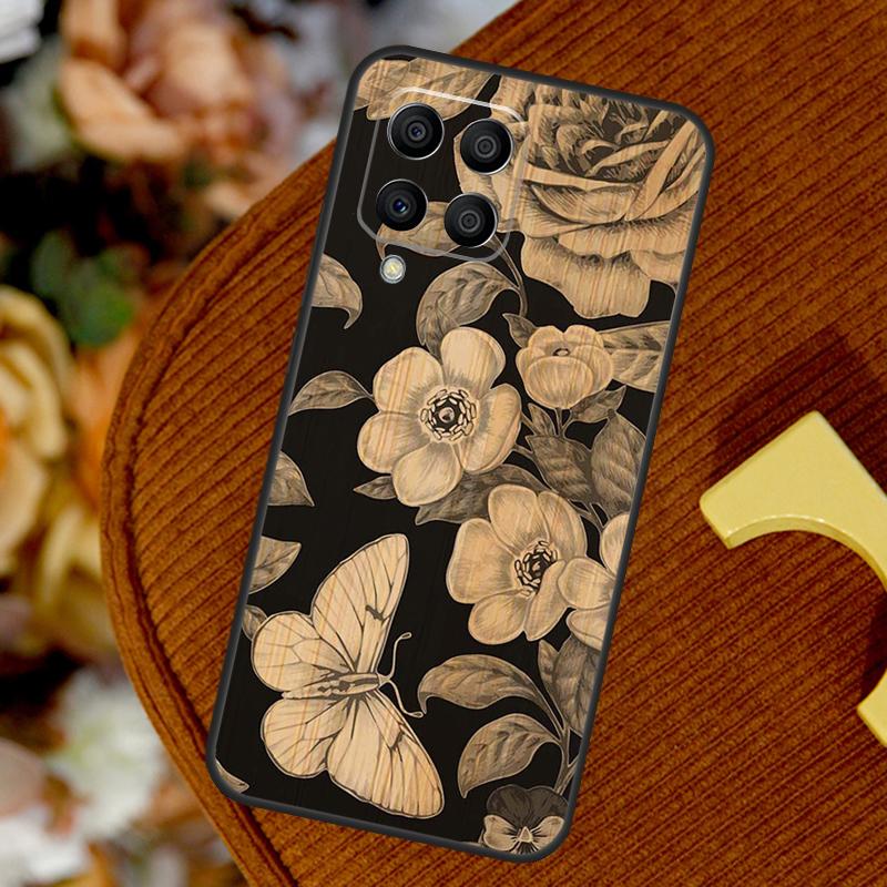Tree Flower Bamboo Wood For Samsung Galaxy M32 M52 M12 M55 M15 M13 M23 M33 M53 M20 M21 M51 M34 M54 M30s M31s Case