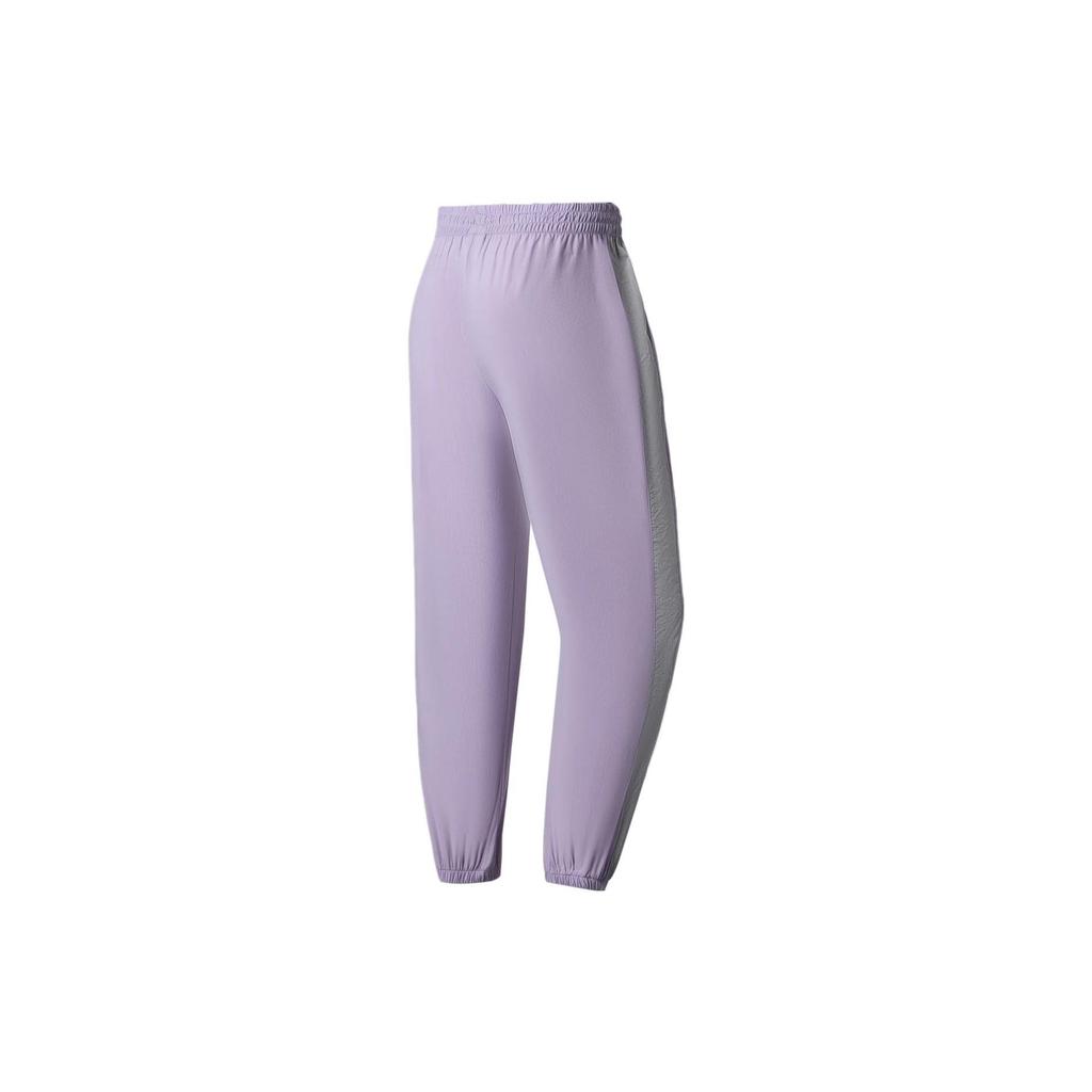 Li Ning Fitness Series Solid Color Quick-Dry Drawstring Elastic Sports Long Pants Women bottoms Purple AYKS934-4