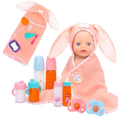 Cute Pop Doll Bath Towel Blanket Fit 10-14 Inch American&43 Cm New Born Baby Doll Accessories Rabbit Ear Hugging Blanket Gifts