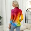Haut T-shirt Décontracté pour Femme à Imprimé Floral, Col en V, Manches 3/4, Bouton Décoratif