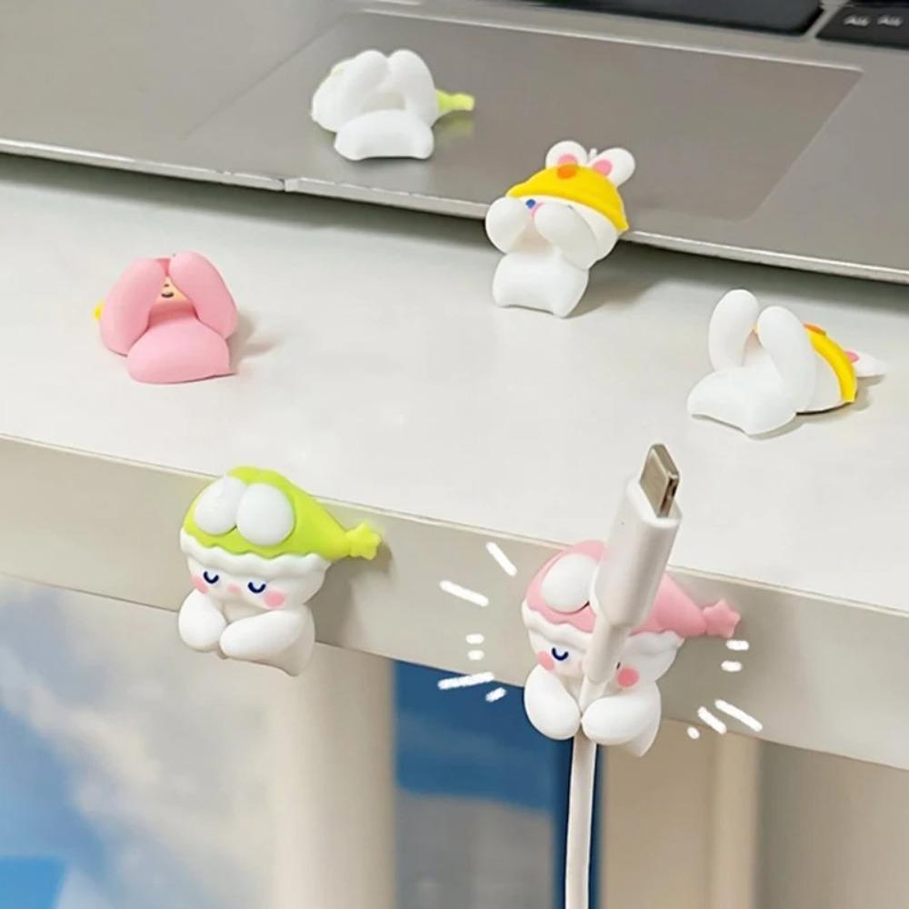 2Pcs Desk Organizer Cartoon Cable Holder PVC Cable Clamp Kawaii Cute Cartoon Clamp Clips
