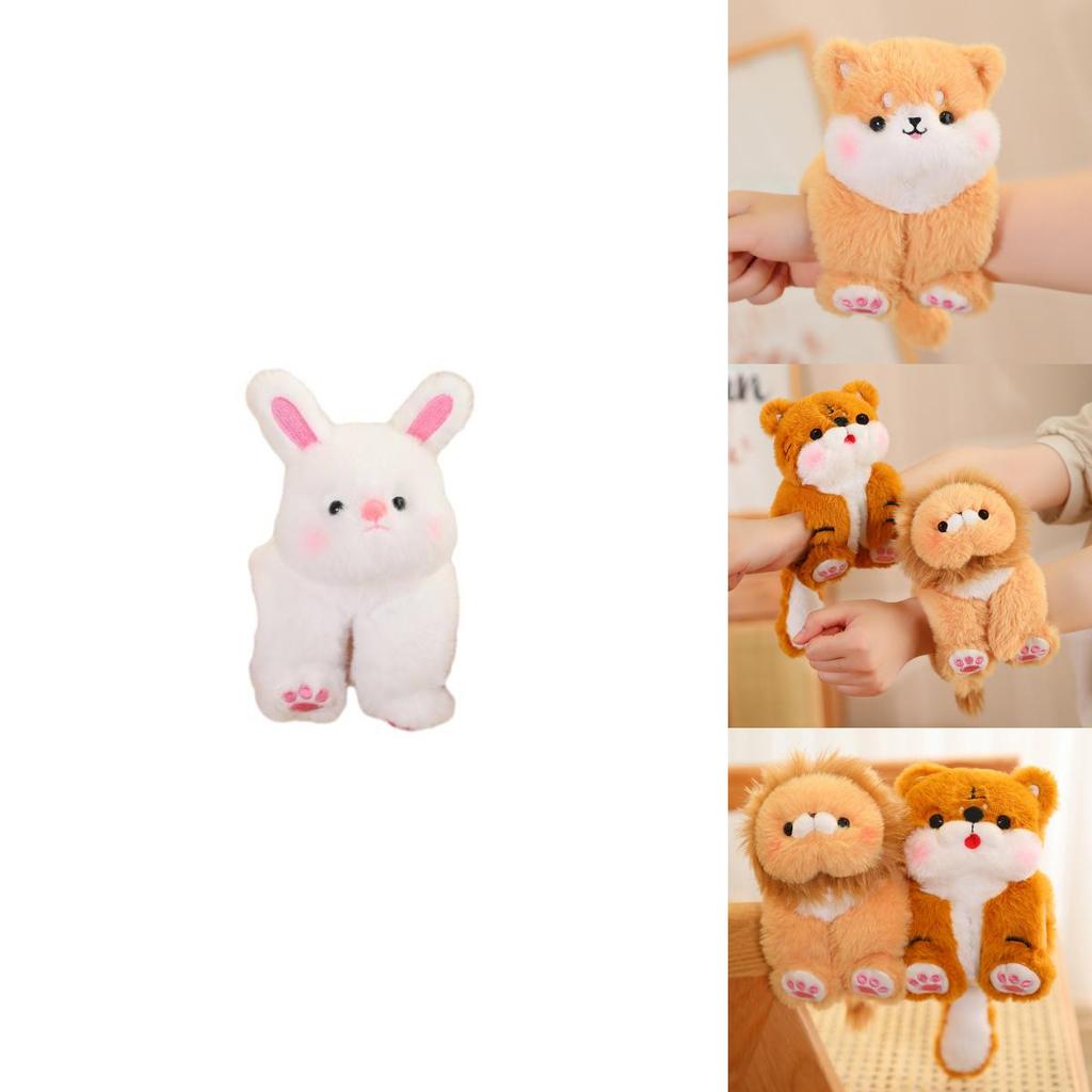 Cute Animal Plush Toys With Snap Bracelet Adorable Elephant And Lion Hand Ring Stuffed Doll For Kids