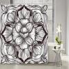 1pz Tenda da Doccia Minimalista con Disegno a Linee e Fiori, Tessuto in Poliestere con 12 Ganci, Tenda da Doccia Accessorio per Bagno