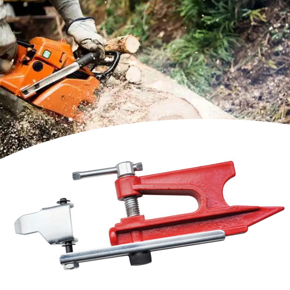 Sturdy Toothed Chainsaw Bar Support Bracket Red Metal Clamp For Quick Installation And Reliable File Sharpening