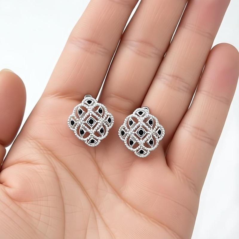 Black Awn Jewelry Black Hollow Jewelry Black Stone Hoop Earrings