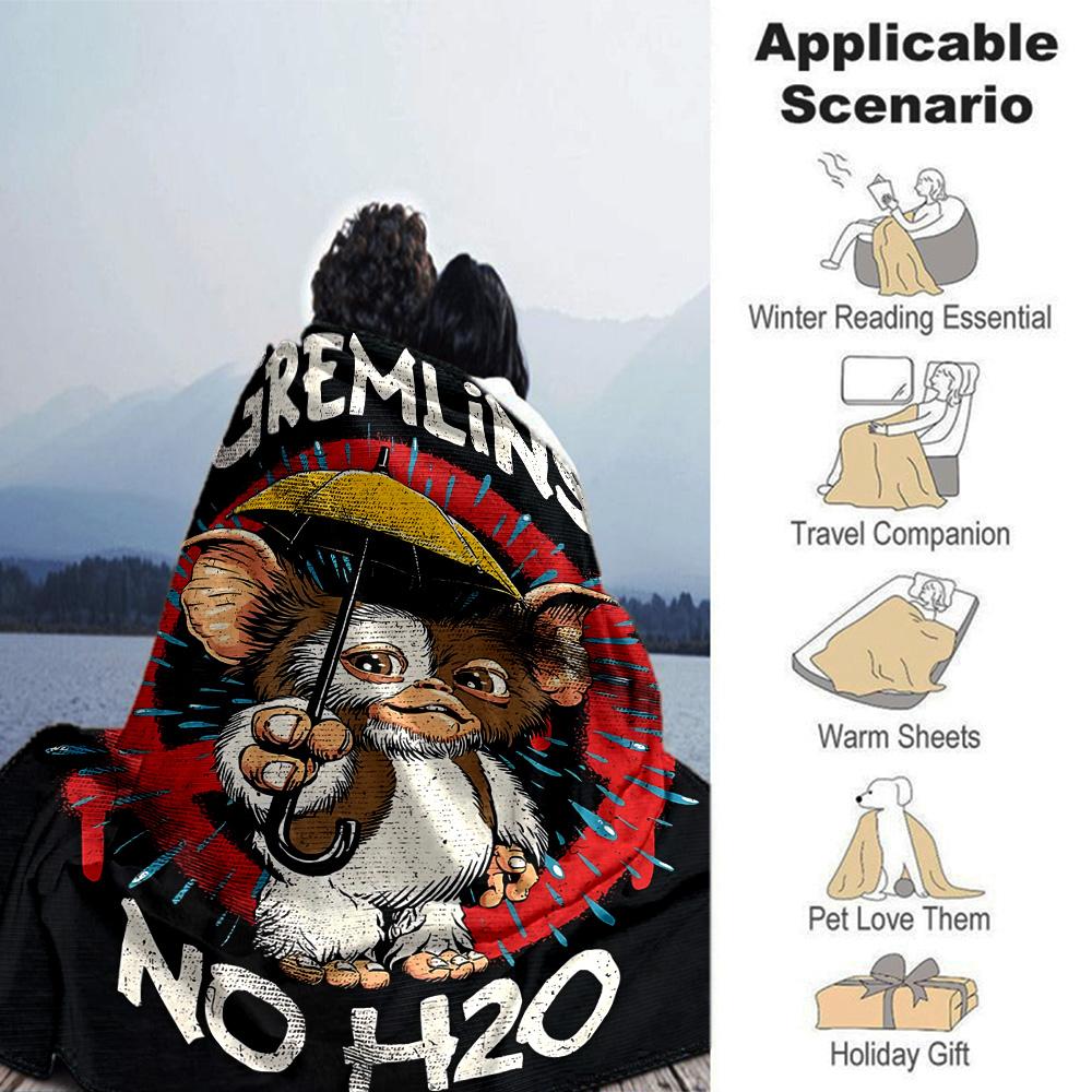 Gremlins No H2O Poster Flannel Blanket Super Soft Warm Cozy Blanket For Sofa Bed Office Travel Allseason Home Decor Gift