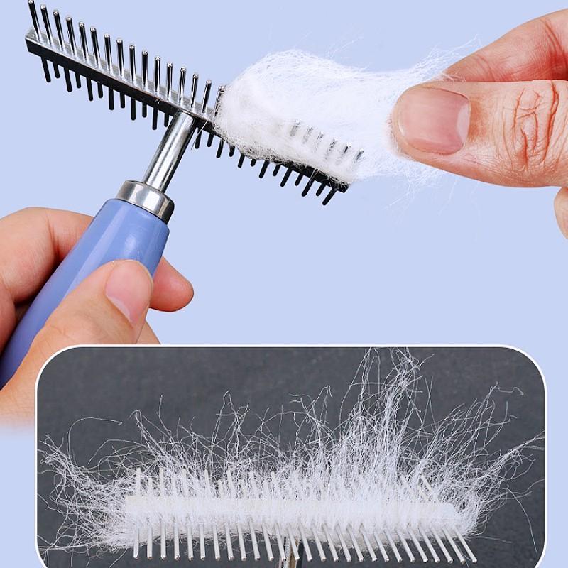 Dog Comb Double-sided Dogs Brush Stainless Steel Rake Combs for Dog Grooming Comfortable Handle Cat Hair Comb Brush Pet Supplies