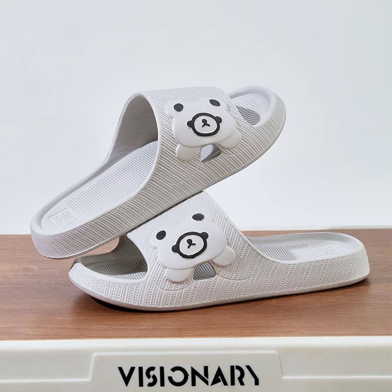 

Новые мультяшные тапочки женские летние милые медвежата мягкая подошва домашние ванные комнатные банные прохладные тапочки пара домашние 44-45 43-44 серый