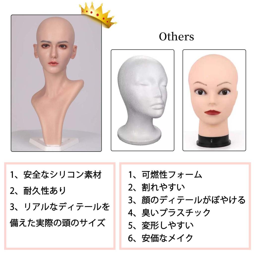 TEYVIYI Mannequin Head Wig Realistic Wig Wig Store Beauty Accessories Display Head, Model, Holder, Silicone, Soft, Skin-Tone, Stand, Accessory,
