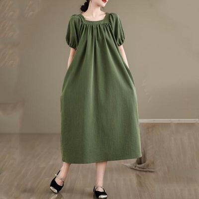 Kurzarm-Übergrößen-Vintage-Neuheiten in Kleidern für Damen, lässig, locker, lang, Sommerkleid