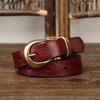 Genuine Leather Belt Women's Fashion Versatile Personality Pleated Retro First Layer Cowhide Jeans Belt Women's