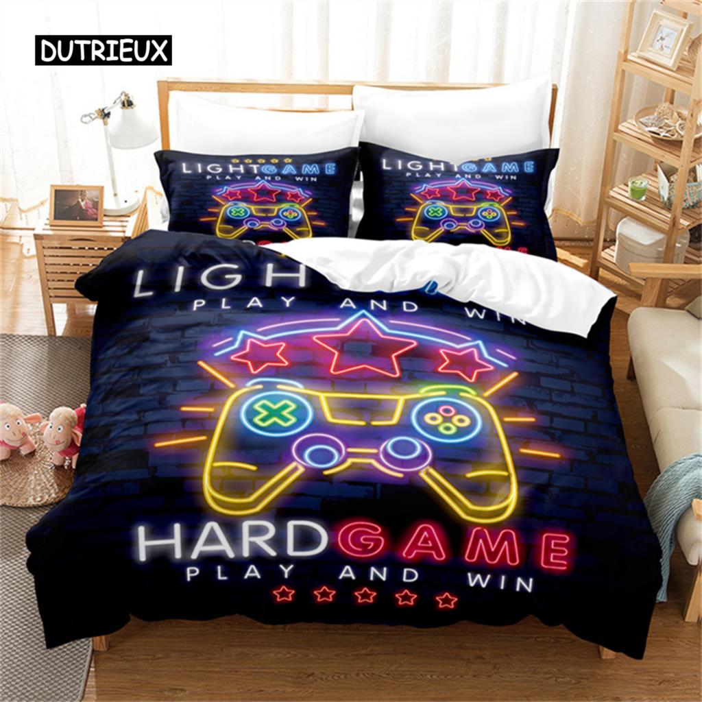 Games Duvet Cover Kids Gamepad Bedding Microfiber Video Game Controller Comforter Cover Twin Full for Teen Girl Boy Bedroom