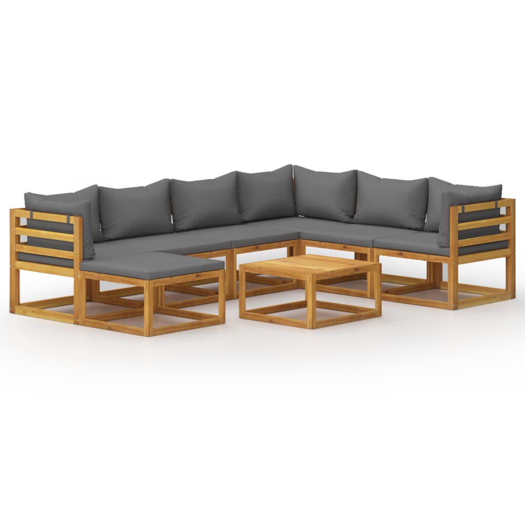 8 Piece Garden Lounge Set with Cushions Solid Acacia Wood