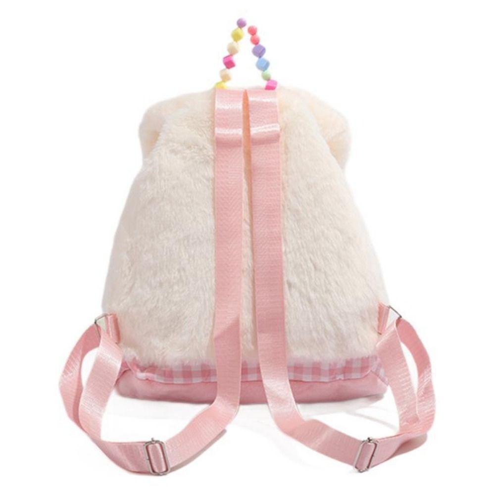 Adjustable Shoulder Strap Cake Plush Backpack Large Capacity Cartoon School Bag  Female Lady Girl