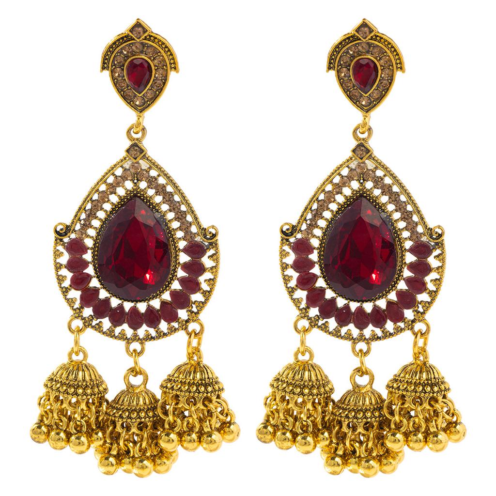 Ethnic Vintage Women's Geometric Turkish Jhumka Earrings Indian Jewelry Tassel Dangling Earring