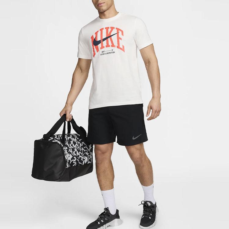 Nike Logo Letter Print Pattern Round Neck Fitness Short Sleeve T-Shirt Men T-Shirts Peak-White FZ8048-121