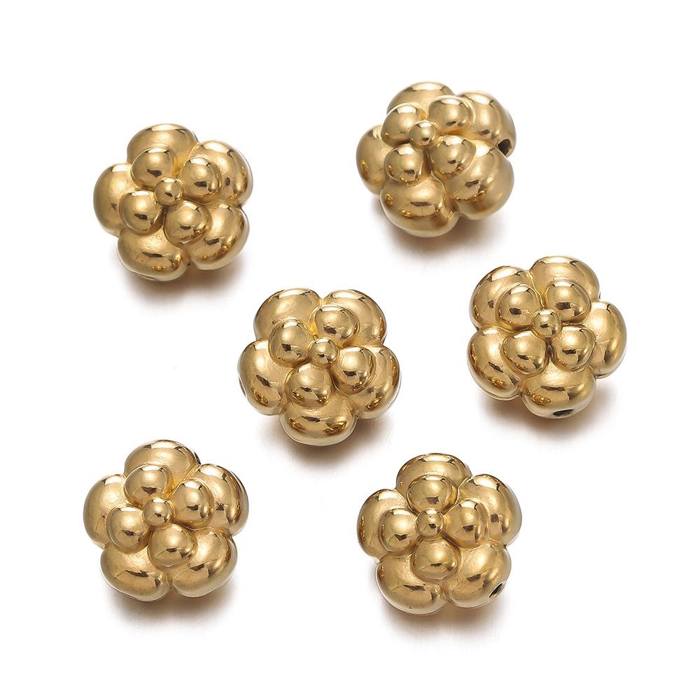 Stainless Steel Flower Beads, Perforated Six-valve Flower Septum Beads DIY Jewelry Accessories