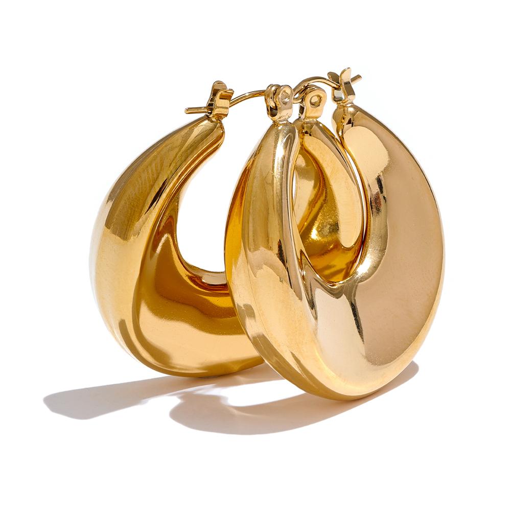 

Yhpup High Quality Minimalist Sleek Stainless Steel Metal Round Hollow Hoop Earrings for Women Water Resistant Jewelry