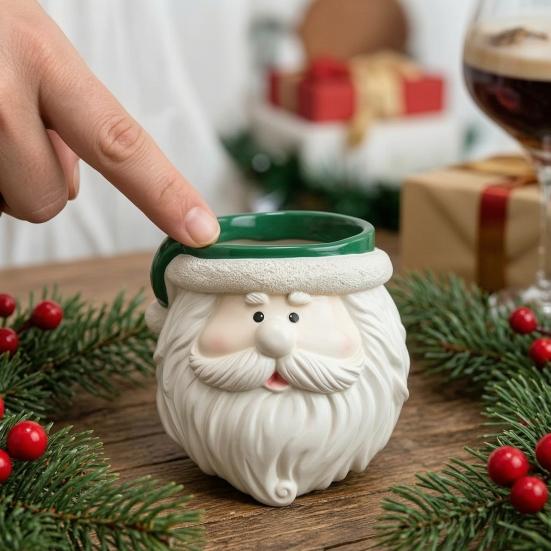 Small Item Storage Holder Cute Santa Claus Resin Flowerpot, Decorative Christmas Desktop Creative Craft Planter, Hand Painted Container for