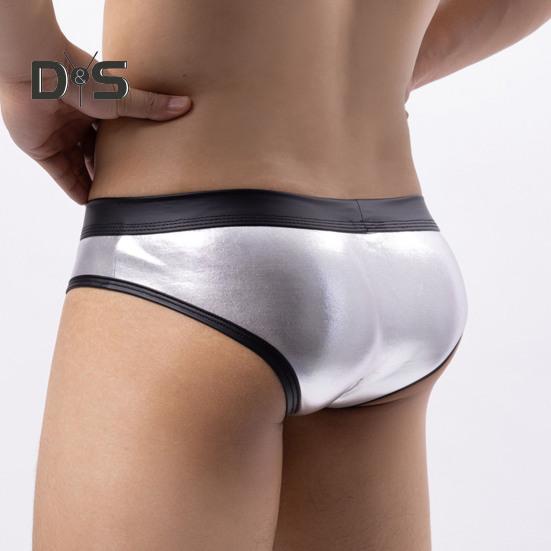 Men Sexy Bikini Briefs Patchwork Color Front Hollow Low Rise Panties U Convex Design Breathable Underpants