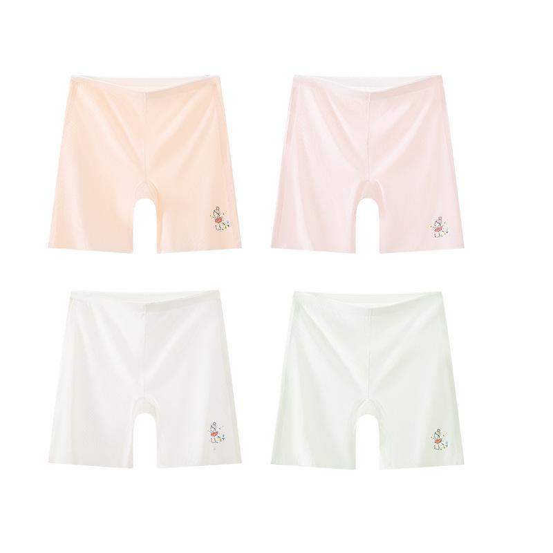 Girls' Seamless Ice Silk Puberty Boxer Briefs - Breathable, Antibacterial, Anti-Exposure Base Layer Pants