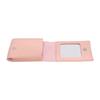 PU Leather Lipstick Pouch Foldable Portable Lipsticks Holder Case with Mirror Pink for Travel Use