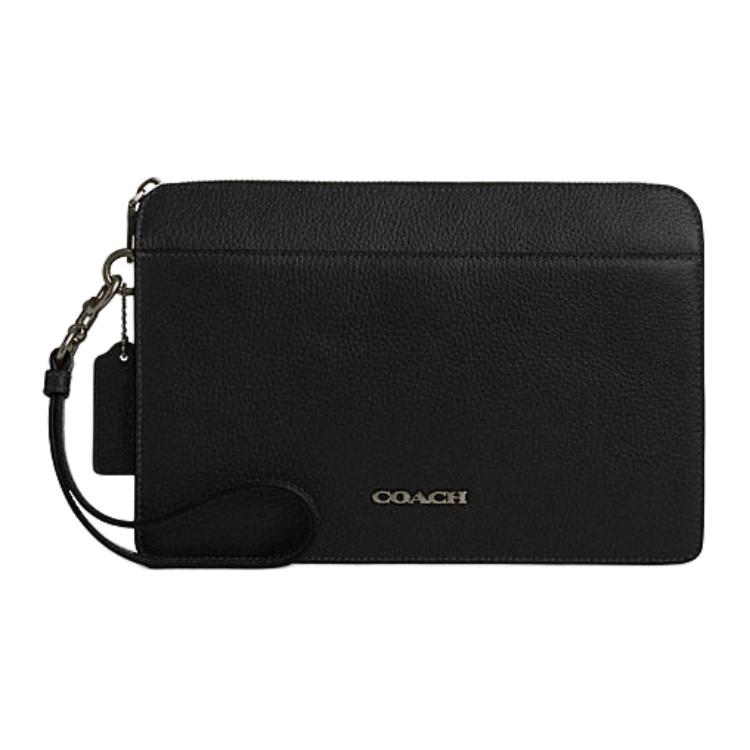 

Coach 25 Logo Top Zip Leather Clutch Medium Men Clutch Black CW169-QBBK Basic Set (Bag+Dust Bag)