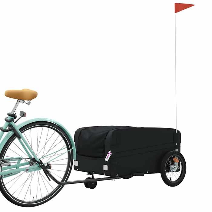 VidaXL Bicycle Trailer, Transport Cart with Safety Flag, Bicycle Stroller with Wheels and Hitch, 94073
