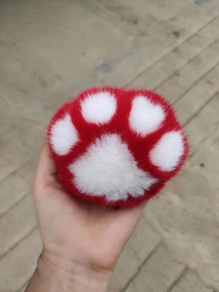 Cartoon Rabbit Fur Cat Paw Keychain Plush Ball Backpack Ornament