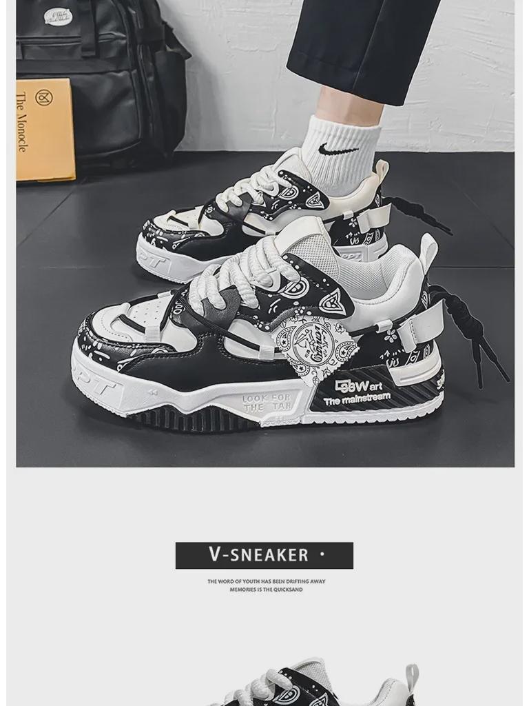 Men's National Style Trendy Autumn Casual Sports Shoes with Thick Sole