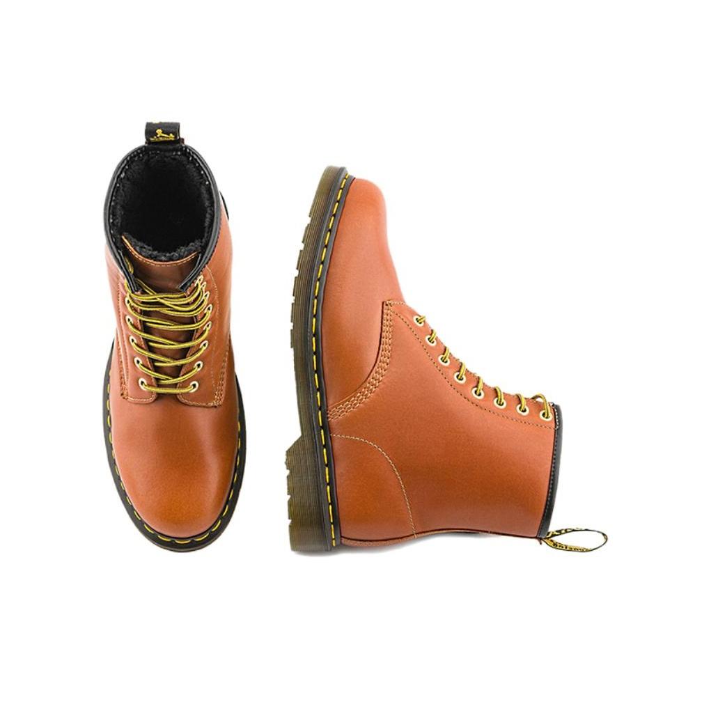 Dr. Martens 1460 Leather Round Toe Simple Lace-Up Originals Short Boots Unisex Boots Yellow-Brown 32130220