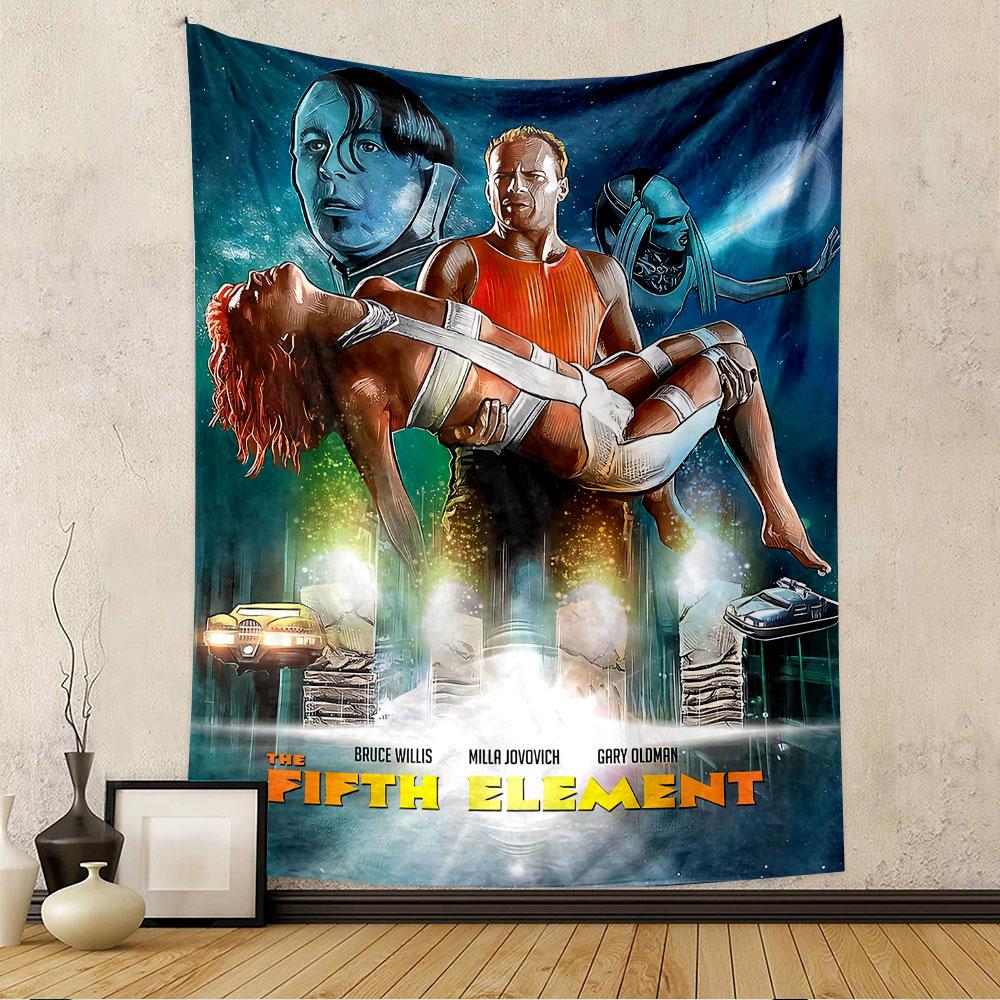 The Fifth Element Tapestry Wall Hanging, Sci-Fi Movie Poster Art, Retro Wall Decor for Bedroom Living Room Dorm