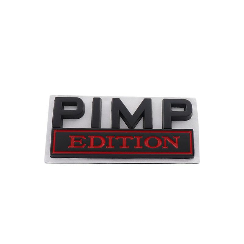 3D Premium PIMP Edition for car Hood Fender trunk Rear Decal Emblem Badge Sticker black-red