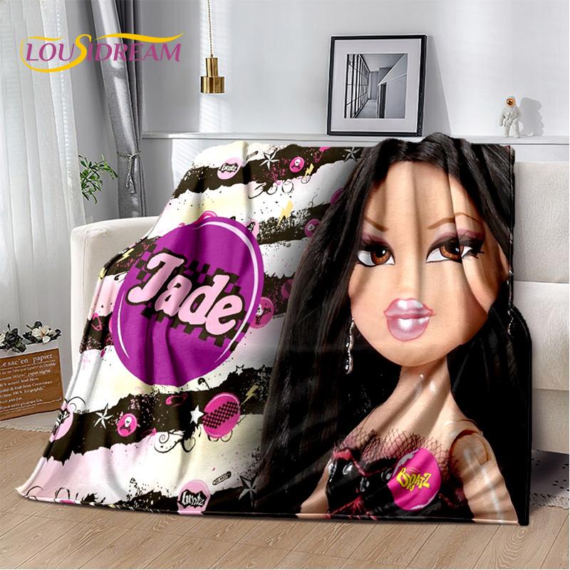 Cartoon Bratz Doll Girls 3D Printed Soft Blankets,Keep Warm Throw Blanket Comfortable Blanket for Picnic Beds Sofa Home Bedroom