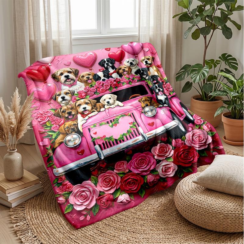 Paw Prints and Puppies Theme blanket Lightweight Warm Flannel Blanket Decorative Throw Blanket for Home Decoration