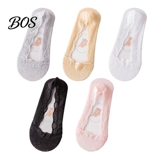 Lightweight Women No Show Socks 1 Pair Socks, Lace Low Cut Invisible Breathable Profile Non Slip with Trim for Slip-on Shoes High Heels Cotton