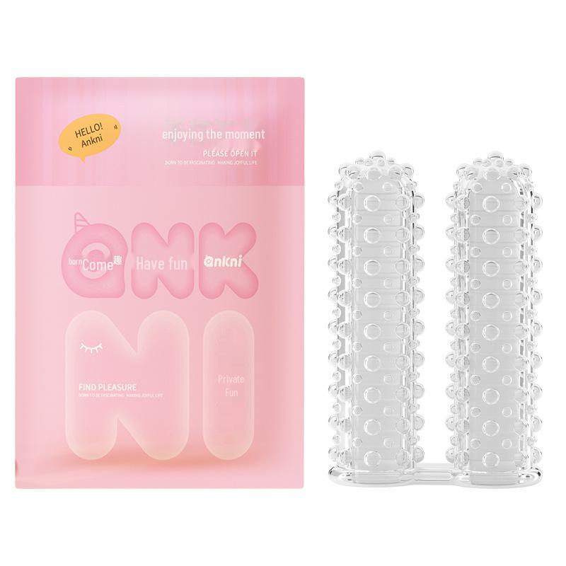 Miji Double Finger Sleeves with Raised Particles - G-Spot Adult Flirting Toys (500/Box)