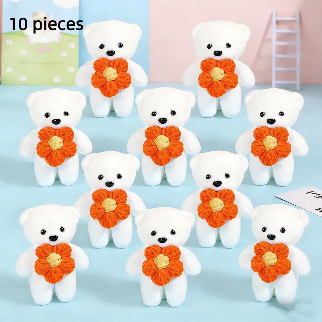 7/10Pcs Valentines Day Gift Bouquet Bear Ice Cream Flower Bear For Wedding Bouquet Cute Bear Beautiful Flower Gift Home Decor