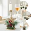 1pc Holder Christmas Decoration Wooden Iron Xmas Party Candlestick Desktop Tabletop Decorative Stand Festive Holiday