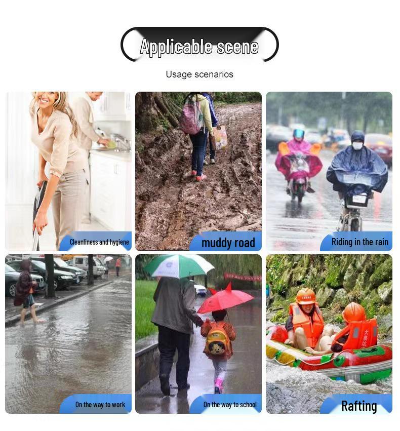 Waterproof Anti-Slip Mid-Calf Disposable Rain Shoe Covers for Men and Women