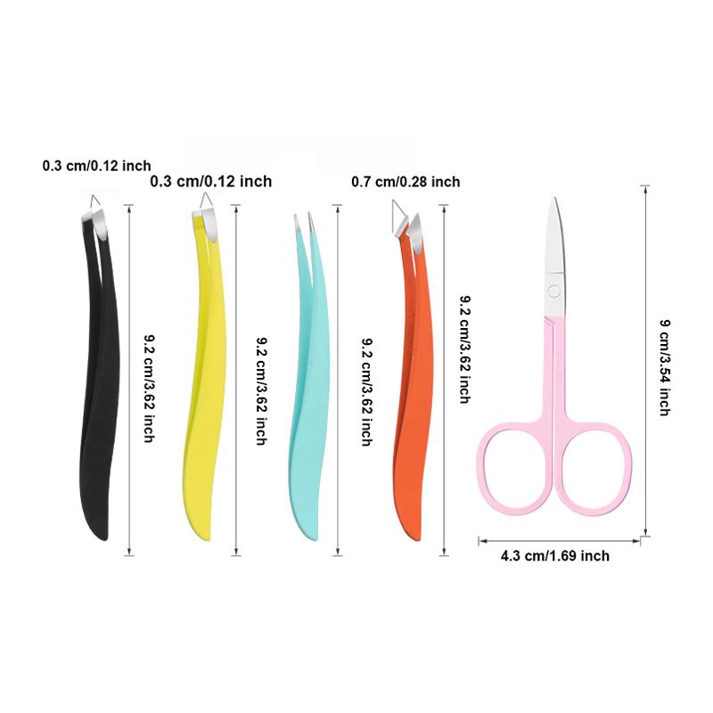 4/5 Pcs Eyebrow Tweezer Colorful Hair Beauty Fine Hairs Puller Stainless Steel Slanted Eyebrow Clippers Removal Makeup Tools