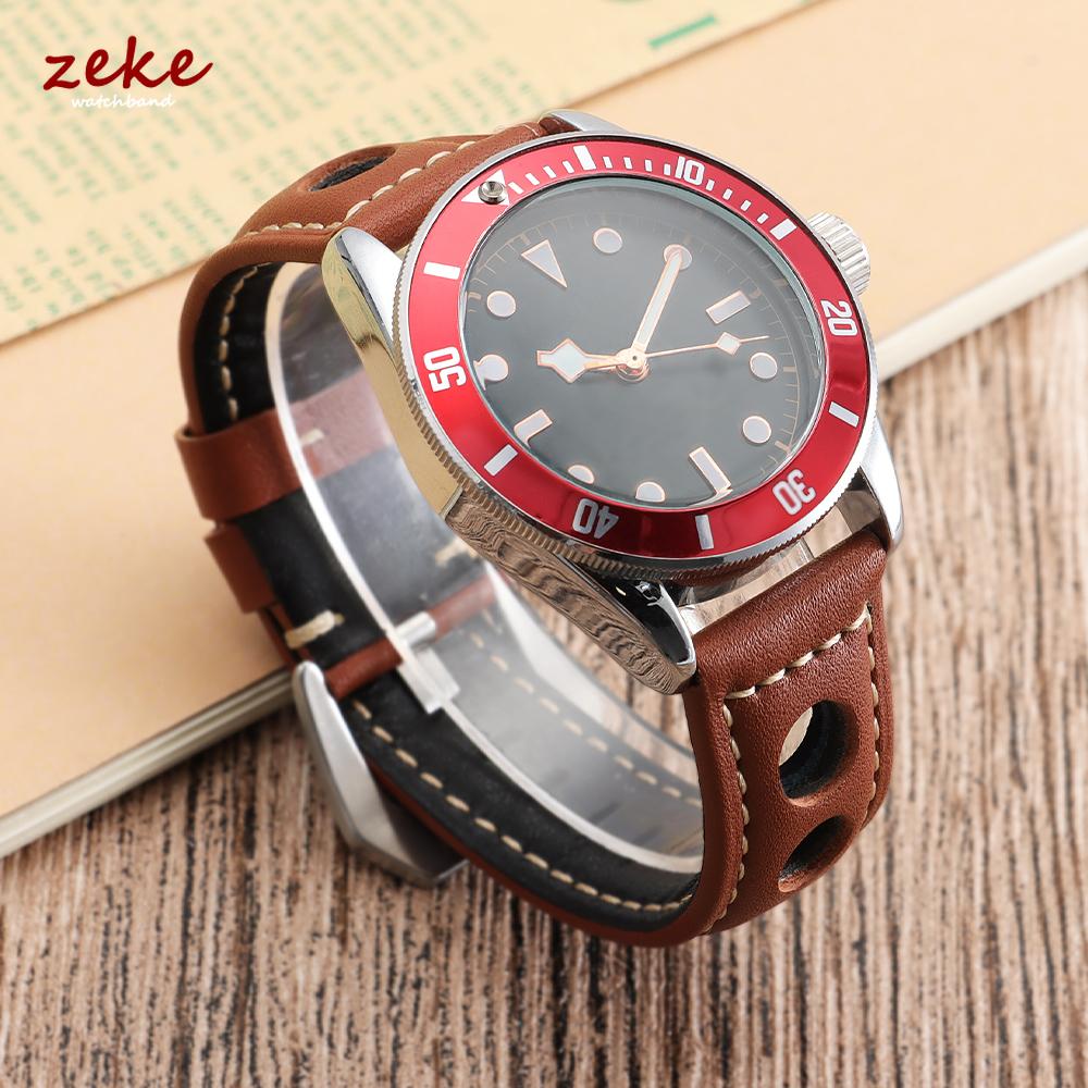 Vintage Cowhide Watch Strap Bracelet Breathable Genuine Leather 20mm 22mm 24mm 26mm Watchband Men's Watch Band with Pin Buckle